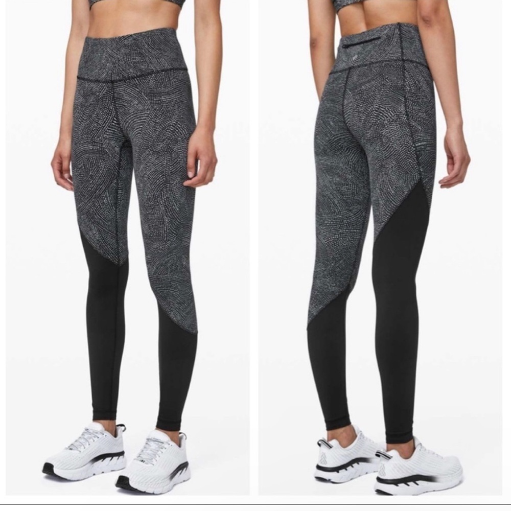 Lululemon Speed Wunder Tight Asym Free Spirit Ice Grey Black SZ 8